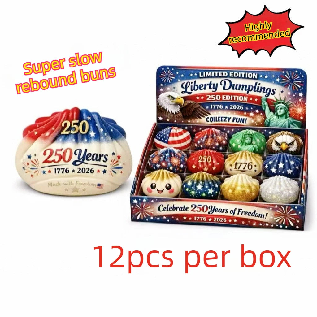 250th USA Anniversary Liberty Dumplings 12pc Gift Set 1776-2026 Eagle Statue Squishy Toy Independence Day Commemorative Gift