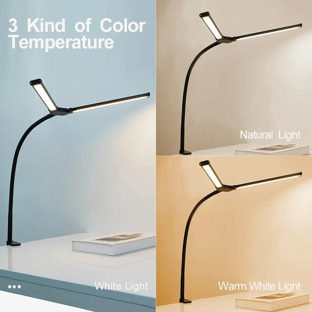 Dimmable Double Head LED Clip Desk Lamp | Brighten Your Workspace