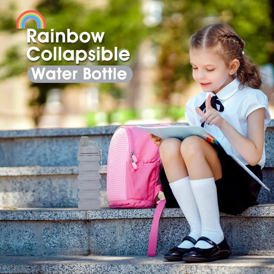 Light Gray Foldable Water Bottle | Reusable Collapsible Design