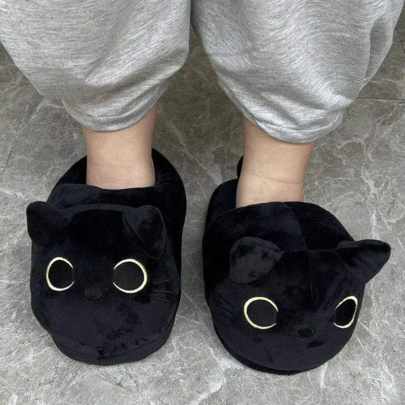 Cute Cartoon Cat Plush Slippers | Cozy Winter Indoor Footwear