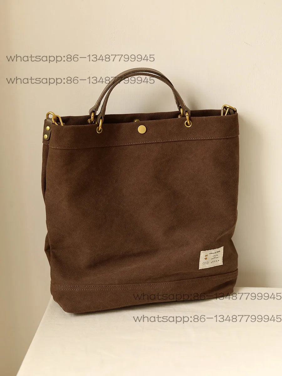 Vintage Canvas Tote Bag | Large Capacity Commuter Handbag