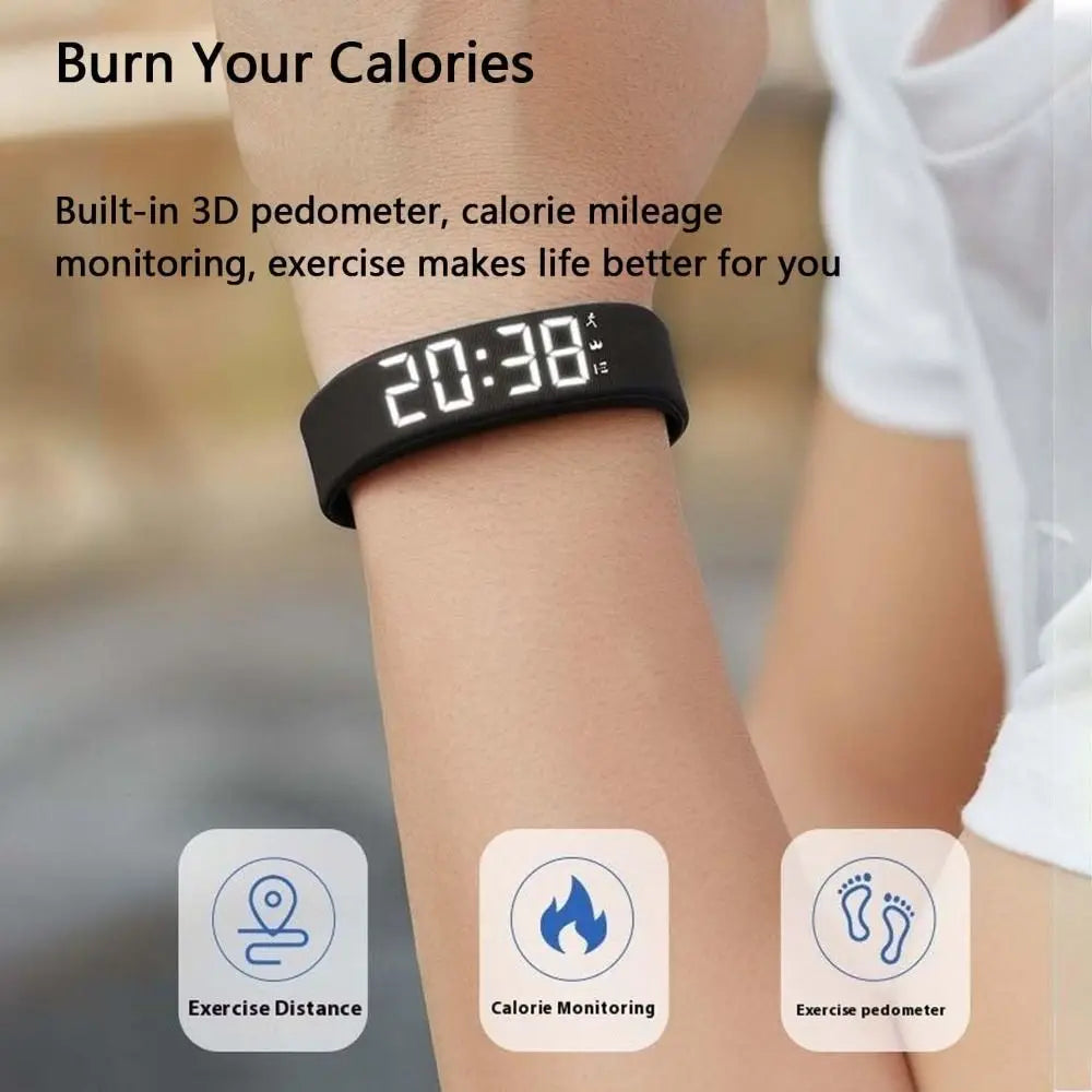 Adjustable Silicone Snooze-proof LED Alarm Clock Bracelet