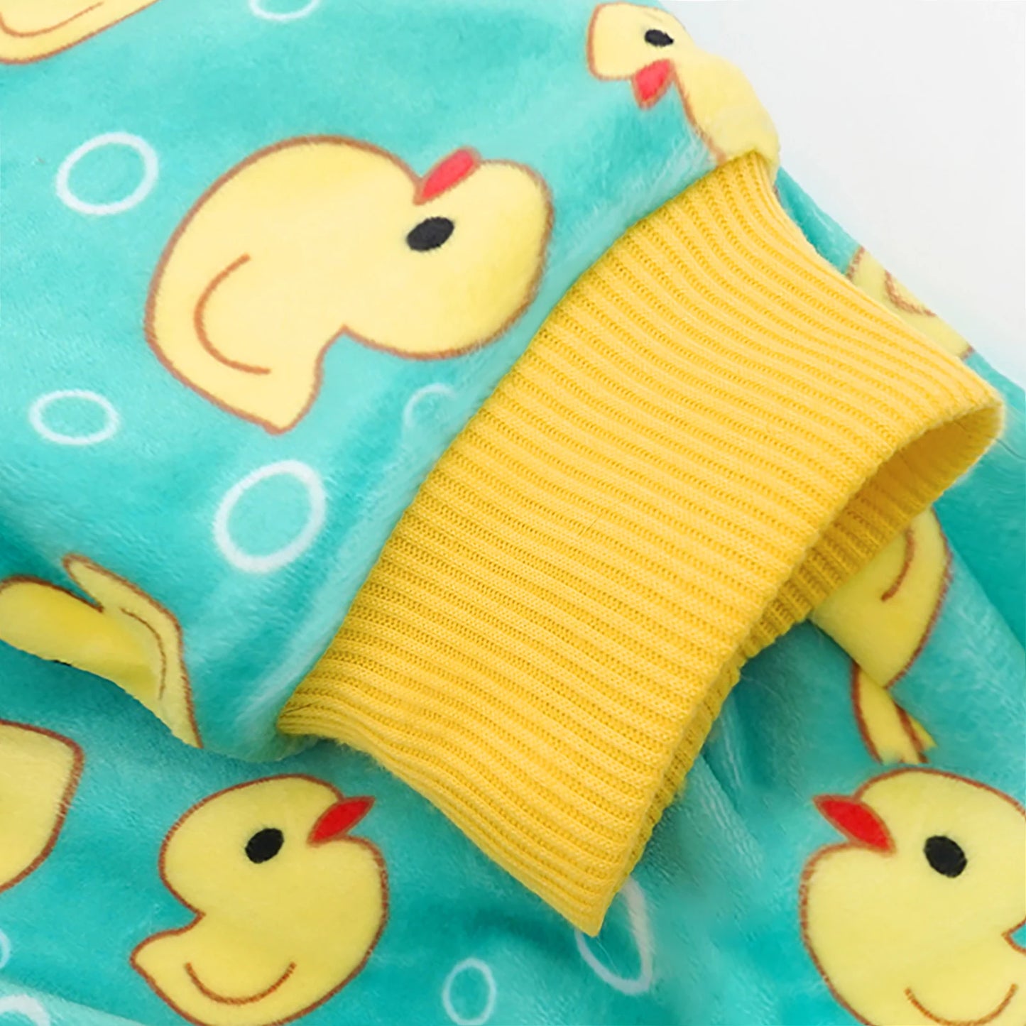 Soft Stretchable Dog Pajamas with Yellow Duck Design for Small Dogs