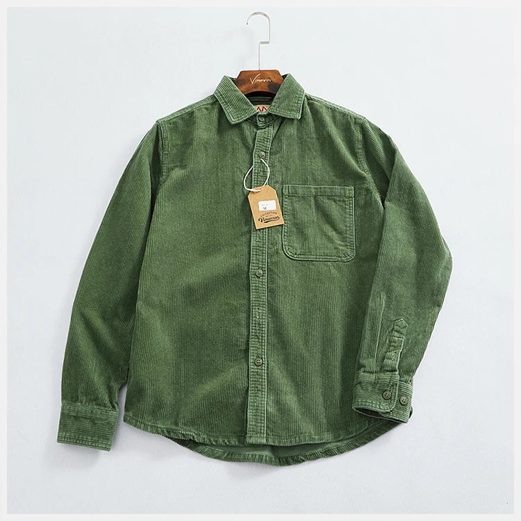 Men's Chunky Corduroy Long Sleeve Shirt | Stylish Autumn Essential