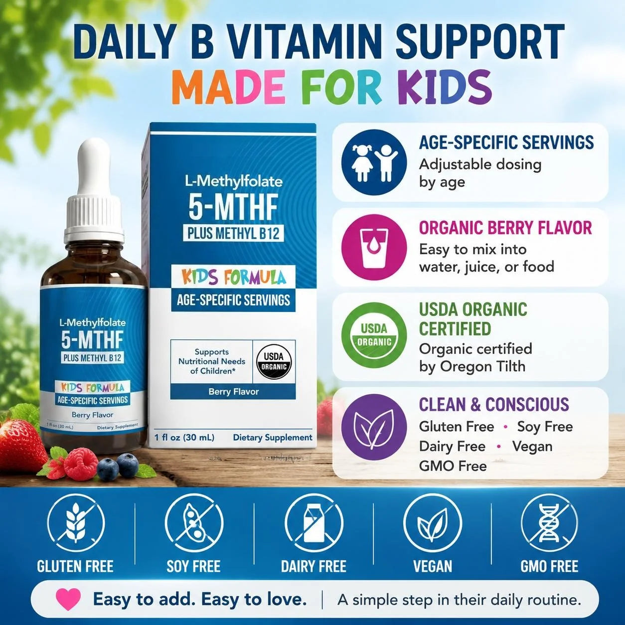 L-Methylfolate Kids Drops for Brain Development & Mood Balance