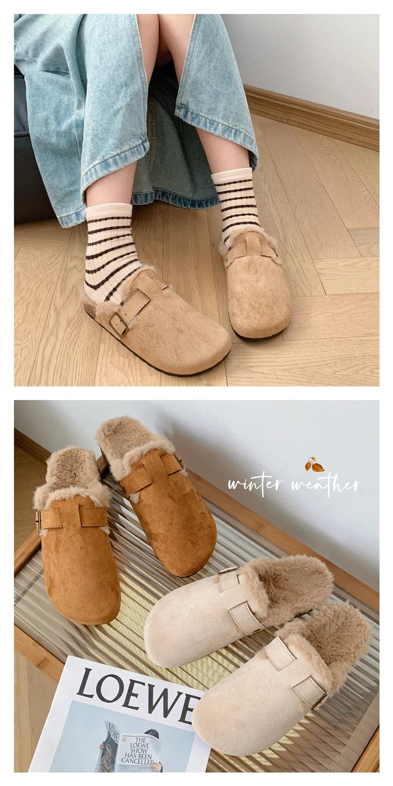 Cozy Winter Fur Clogs Slippers for Women | Plush Indoor/Outdoor