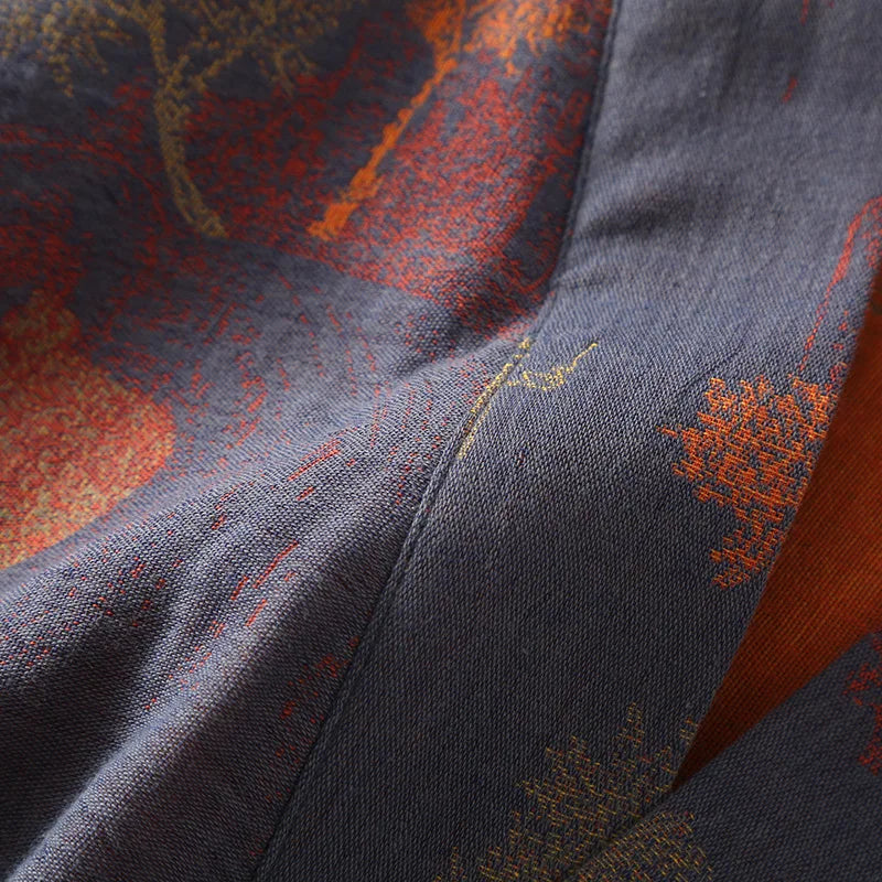 Roomwear Cotton Kimono Pajamas Men's Robes for Spring Jacquard Printed Home Clothing Medium Length Oversized Breathable Bathrobe