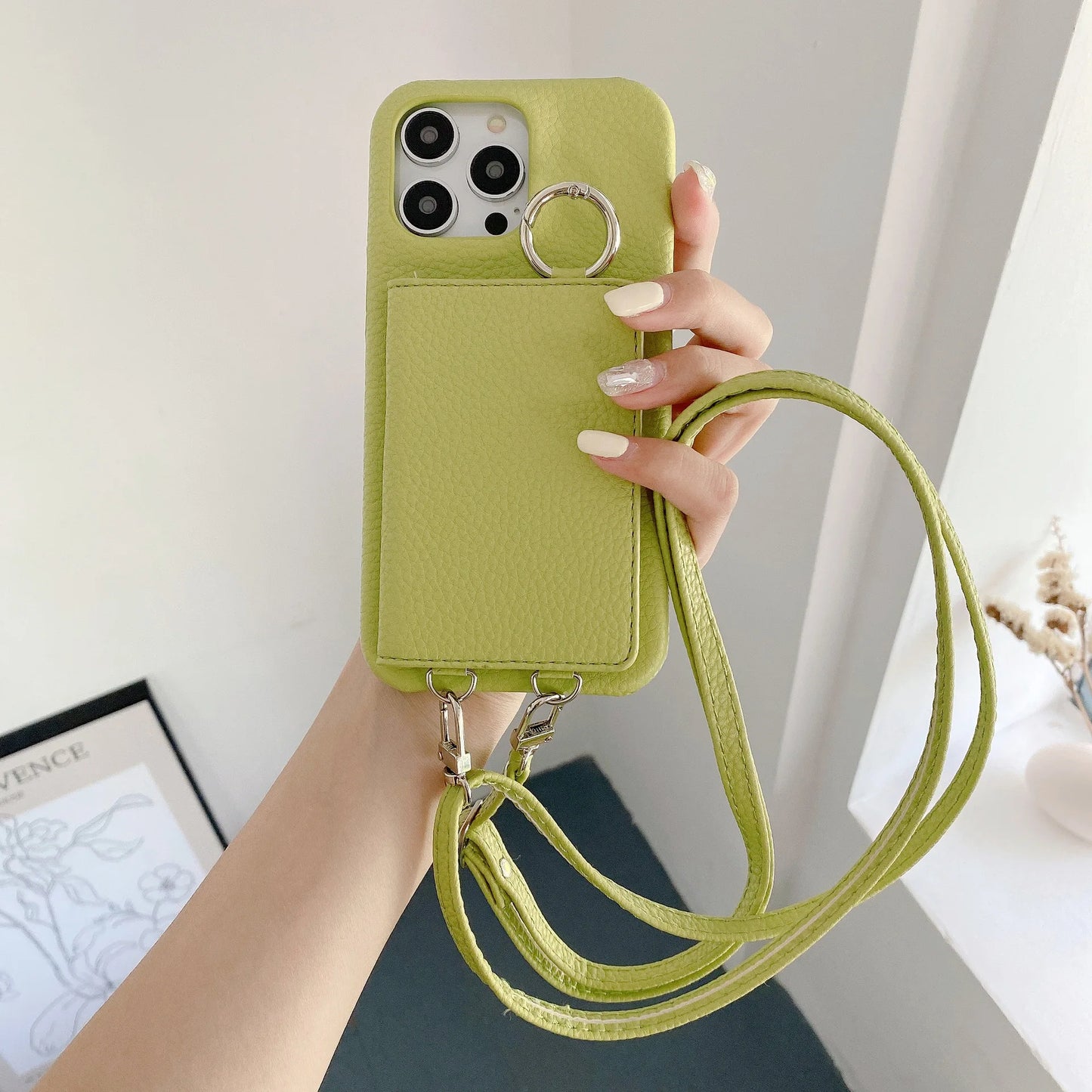 Elegant Ring Holder Mirror Card Slot Case for iPhone