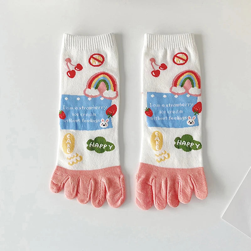 Cute Cartoon Split-Toe Socks for Women | Breathable Kawaii Comfort