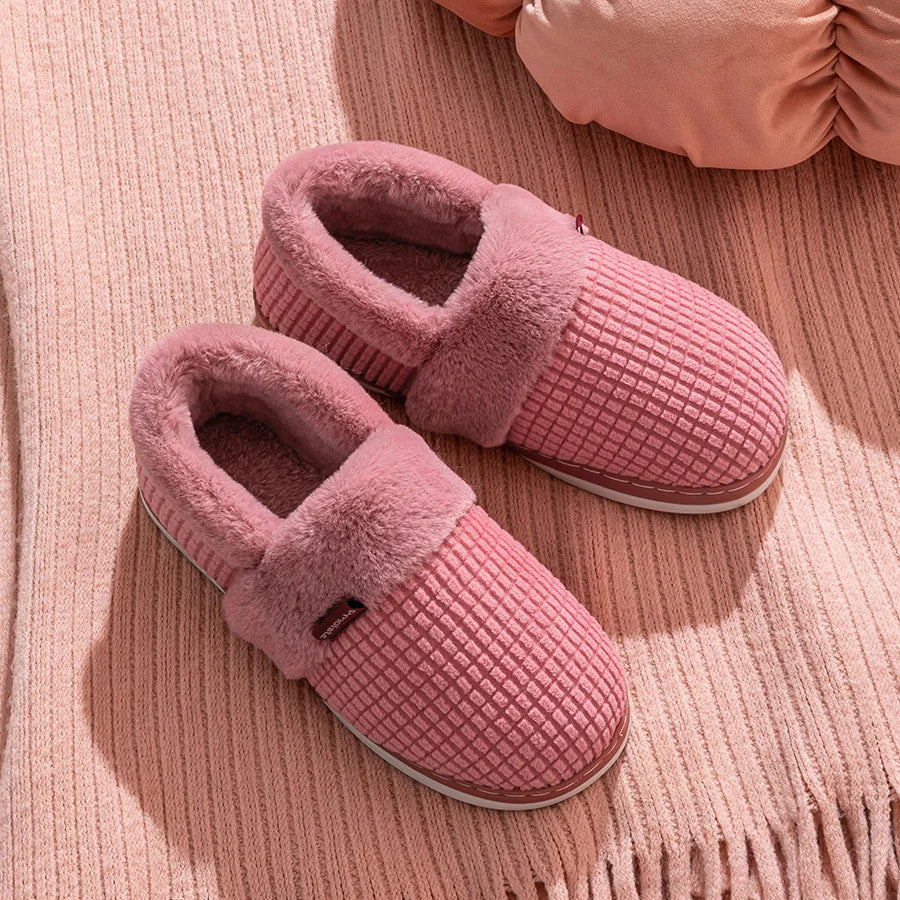 Men's Cozy Flannel Plaid Winter Slippers | Memory Foam Indoor Shoes