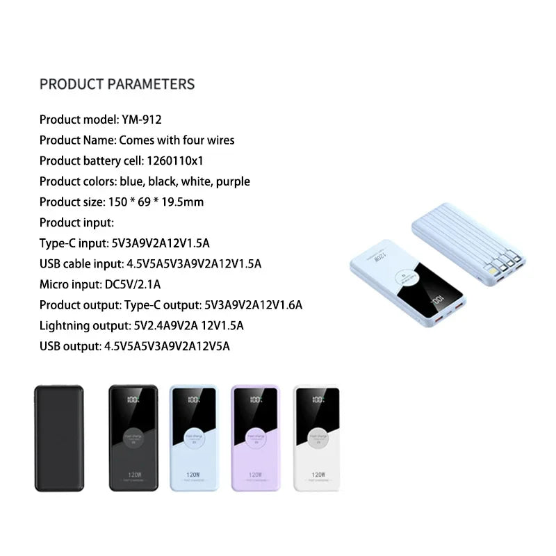 200000mAh Power Bank | Fast Charging Portable Battery Charger