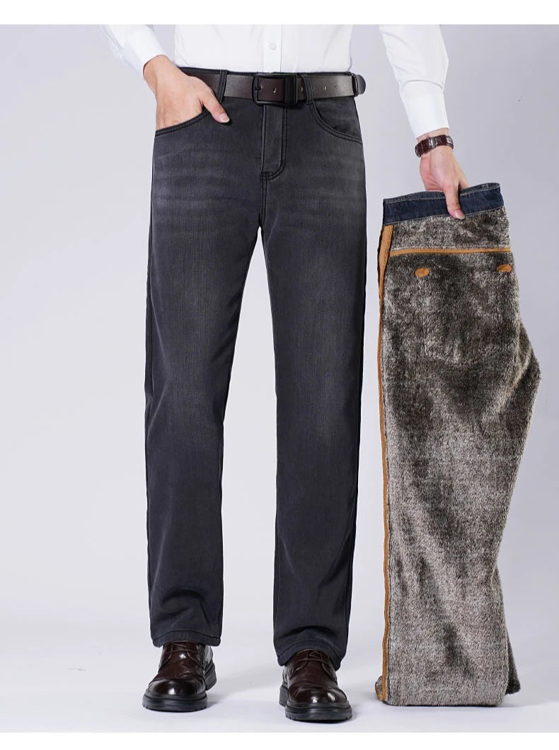 Men's Winter Jeans | Thick Plush Velvet Denim Pants for Comfort