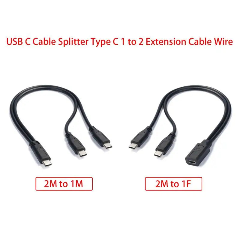 USB C Cable Splitter | Dual Charging & Data Transfer Cable