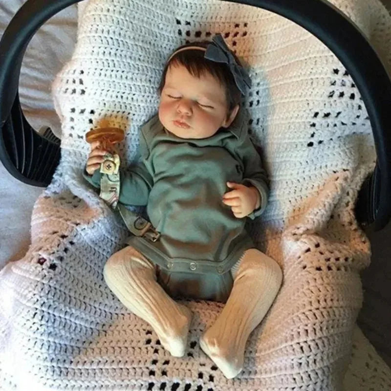 49cm Reborn Baby Doll with Soft Vinyl Body & Hand-Rooted Hair