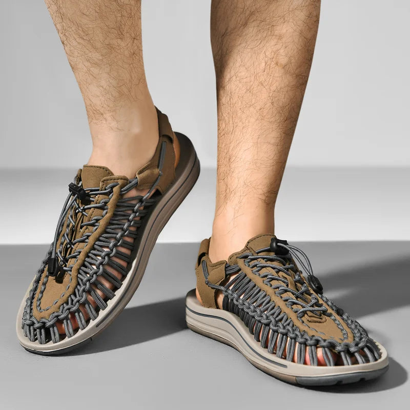 Men's Genuine Leather Sandals | Casual Beach & Outdoor Shoes