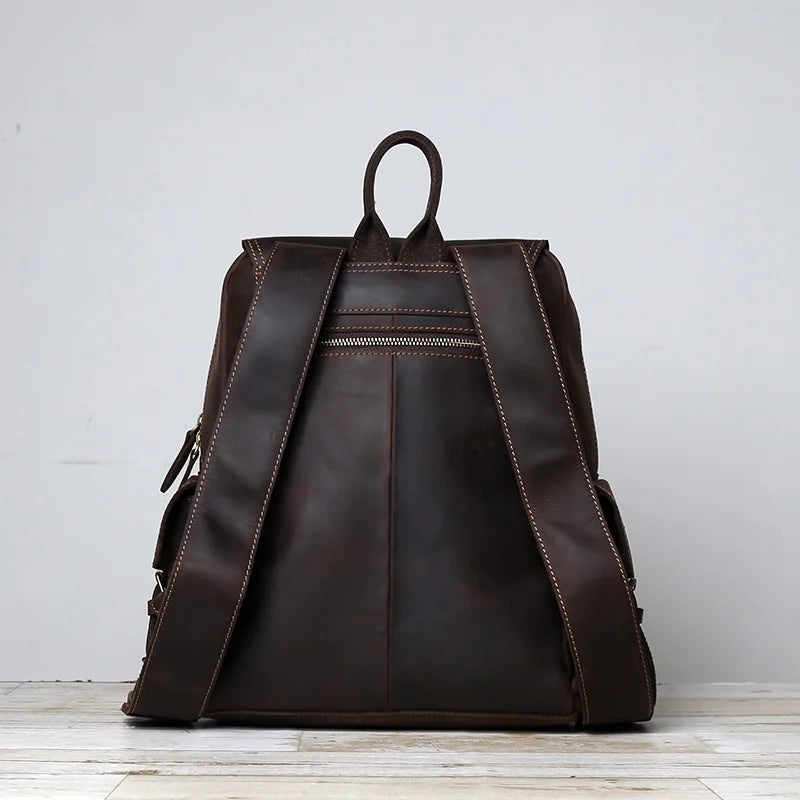 Retro Leather Backpack | Large Capacity Men’s & Women’s Travel Bag