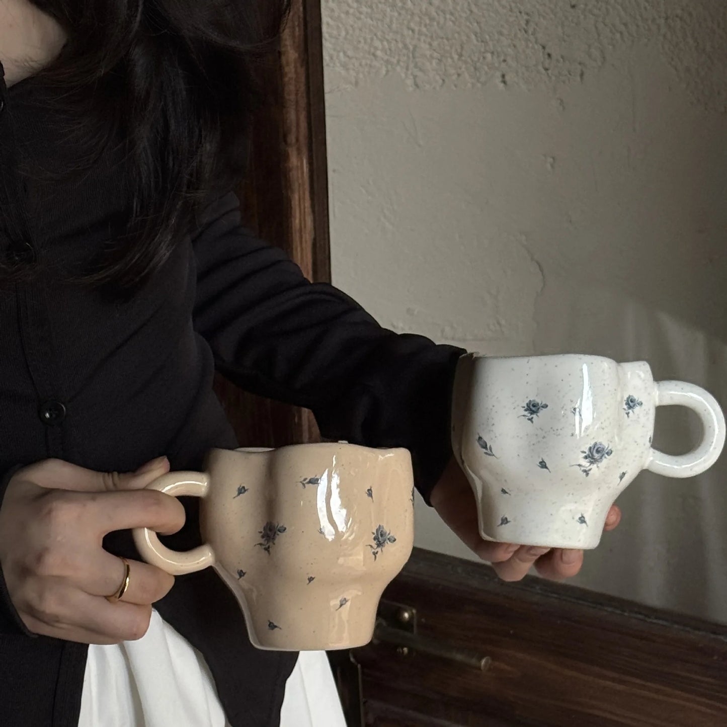 Handmade Blue Rose Ceramic Mug | Elegant Drinkware for All