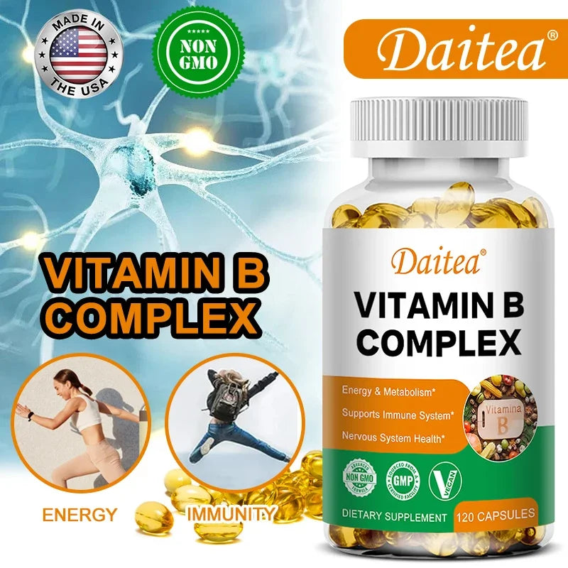 Organic Vitamin B Complex for Energy & Immune Support - 120 Capsules