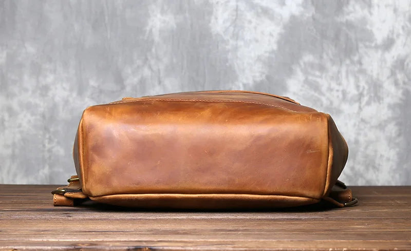 Men's Vertical Genuine Leather Backpack | Classic Retro Style