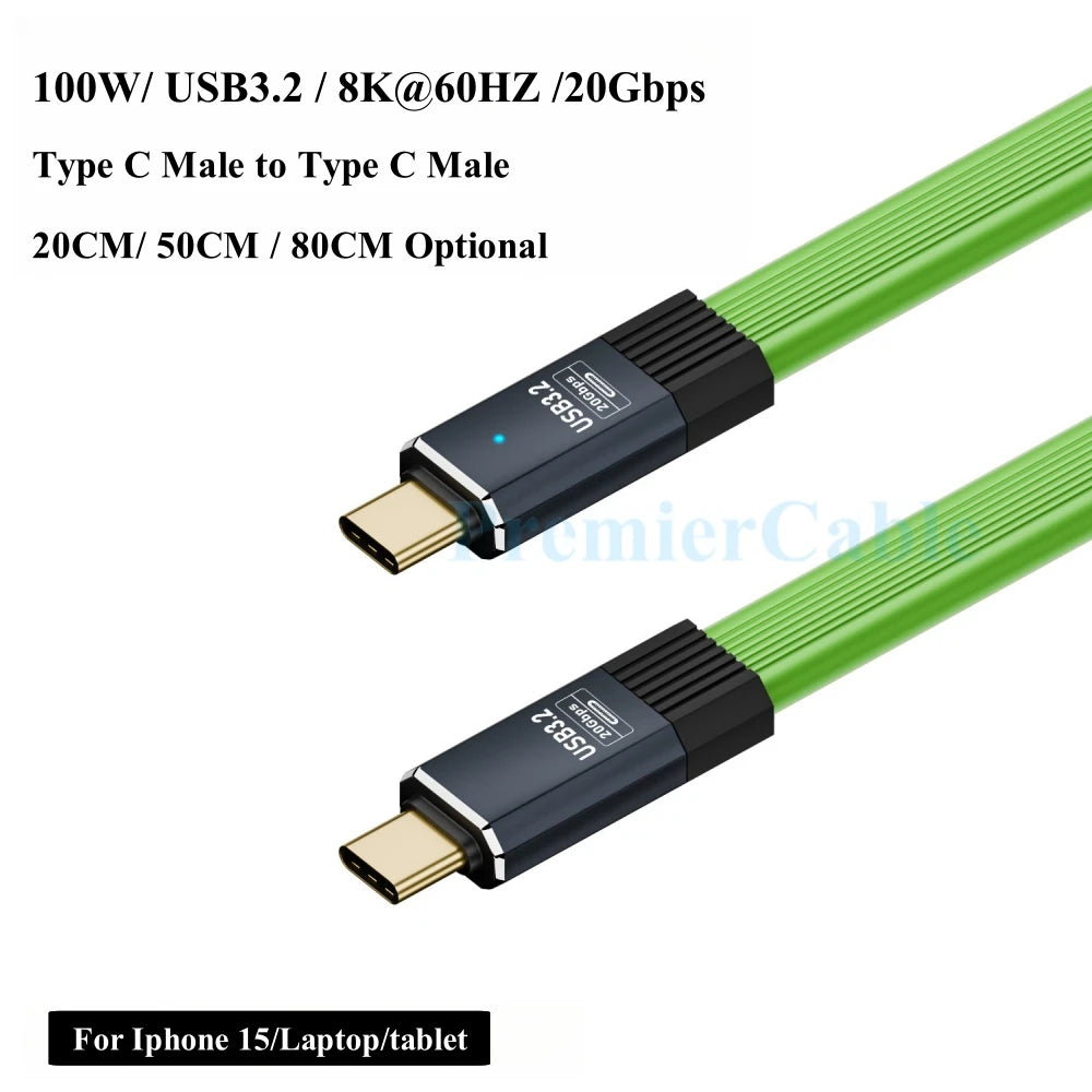 USB 3.2 Type C Male to Male Cable | Fast Charge & Data Transfer