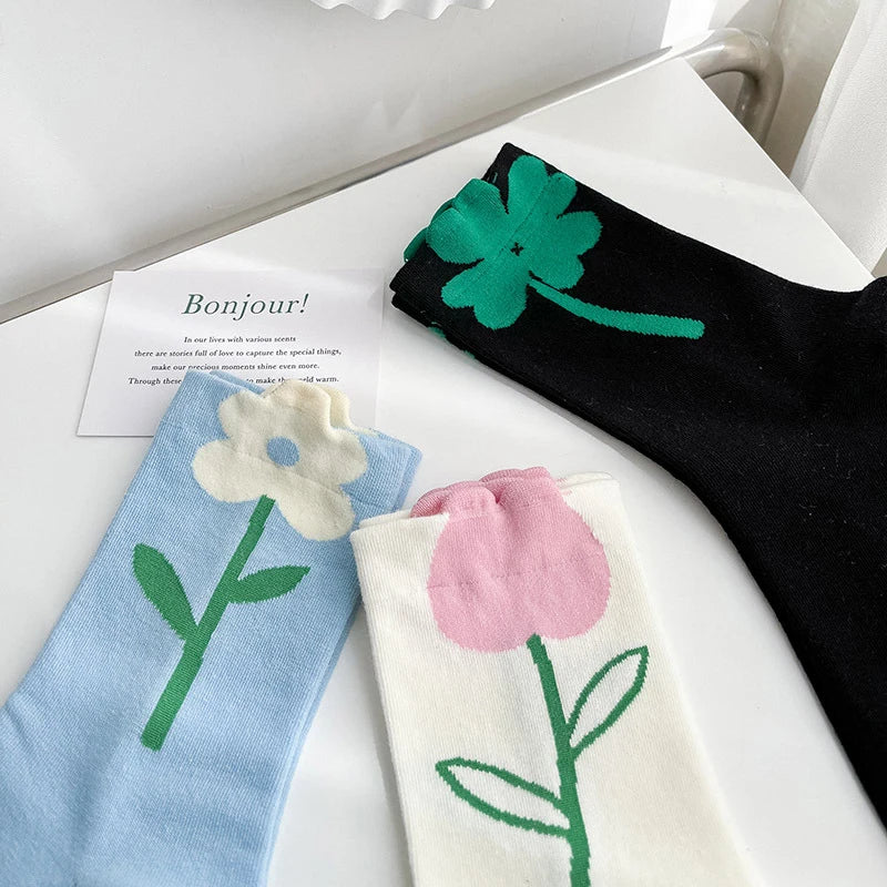 Women's Cartoon Flower Candy Color Socks | Stylish & Comfortable