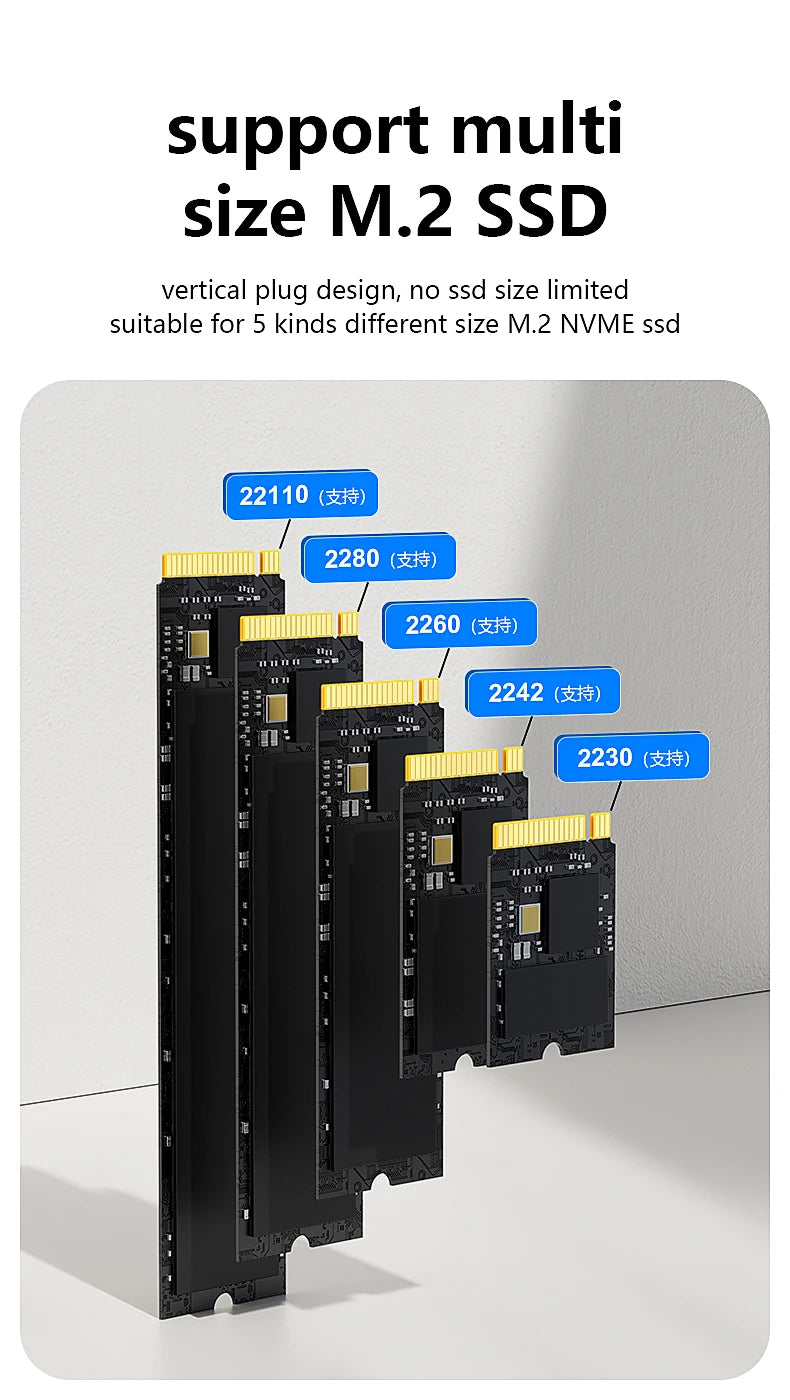 Dual-Bay M.2 NVMe SSD Cloning Dock | Fast USB 20Gbps Reader