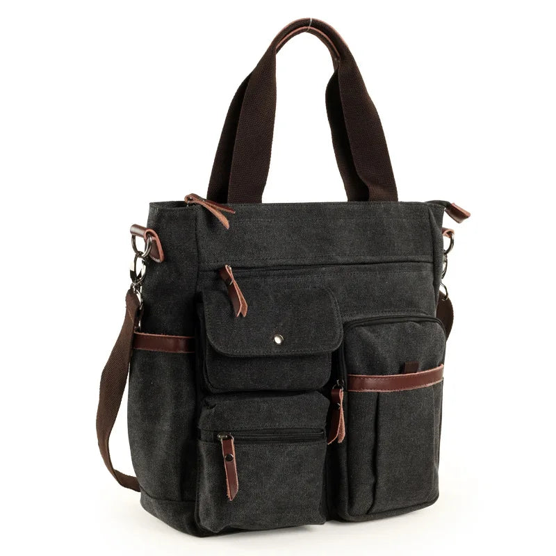 Men's Vintage Canvas Shoulder Bag | Large Capacity Briefcase