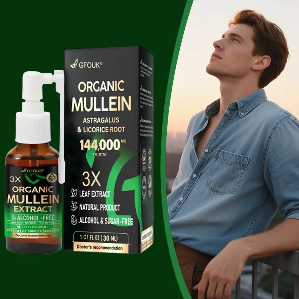 Organic Mullein Herbal Lung Cleansing Spray | Natural Breathing Aid