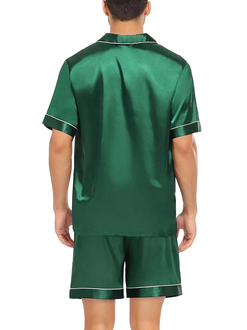 Men's Luxury Satin Pajama Set | Short Sleeve Summer Sleepwear