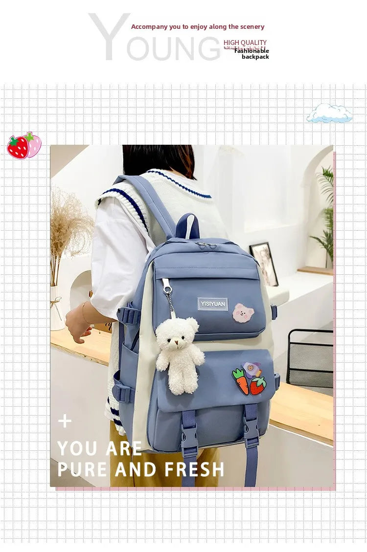 Large Capacity Kids Backpack | Versatile Nylon School Bag Set