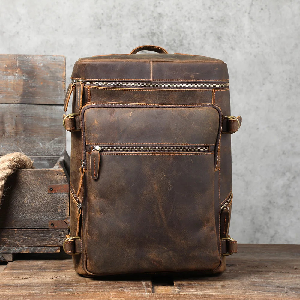 Vintage Genuine Leather Backpack | Stylish Outdoor Travel Bag