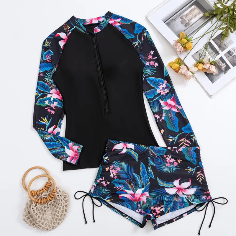 Women's Long Sleeve Swimwear | Stylish Two-Piece Tankini Set