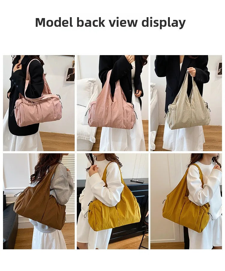 Bolso de mano de tela arrugada, moderno y cómodo para mujer