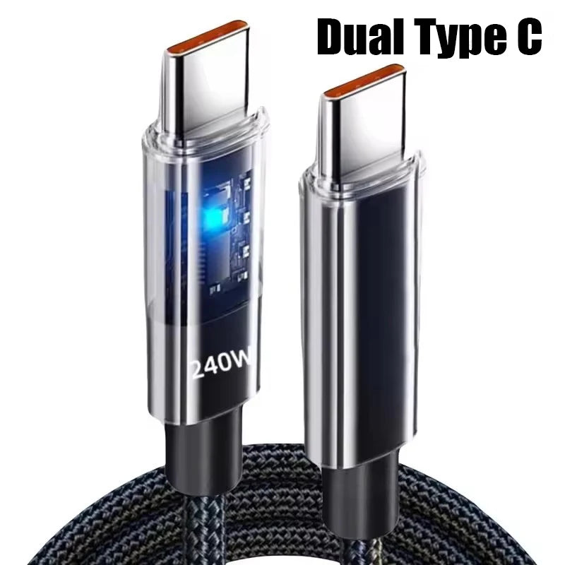 240W Nylon USB Type C Fast Charging Cable | Super Fast Data Cord