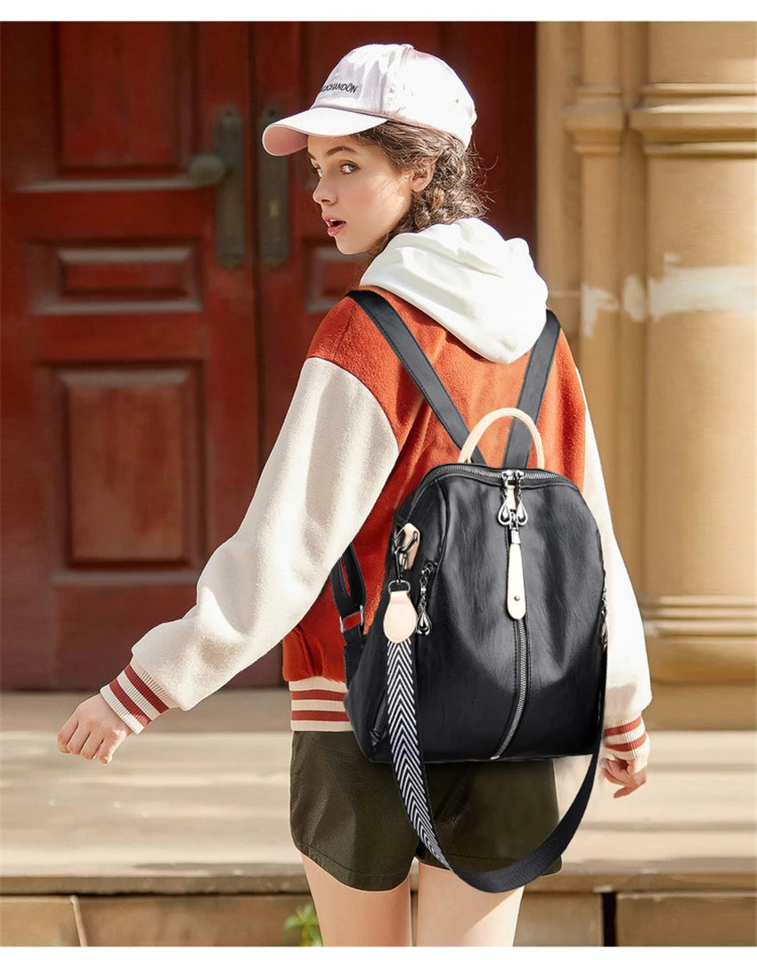 Stylish Women's Soft Leather Backpack | Ideal for Travel & School