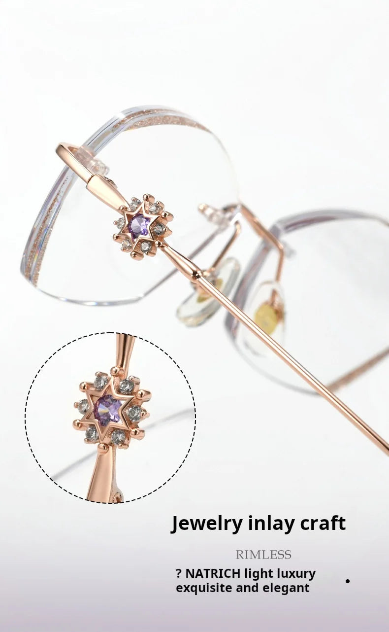 Stylish Rimless Cat's Eye Glasses | Anti Blue Light Prescription Eyewear