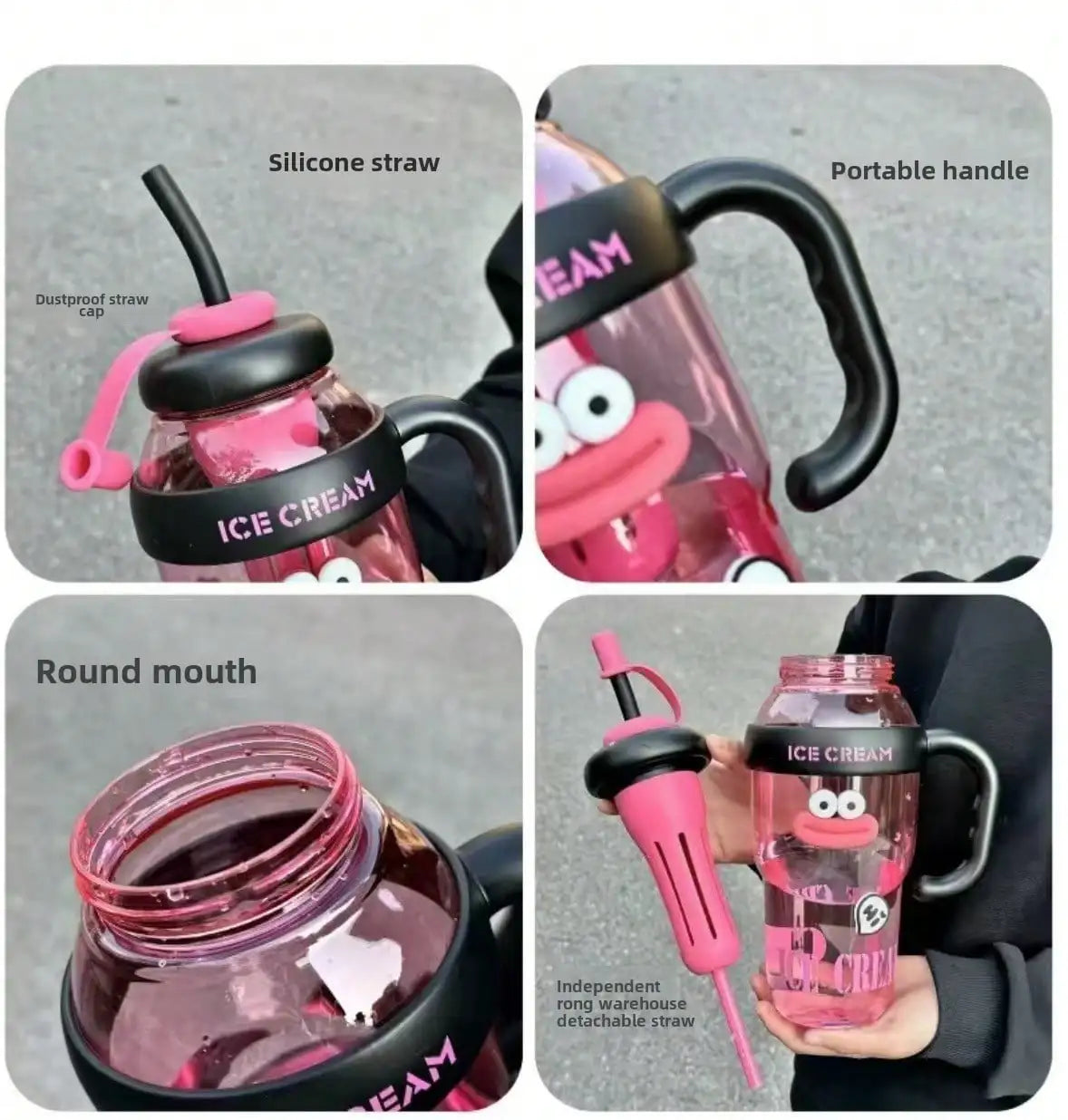 Stylish Large-Capacity Sports Water Bottle with Straw | Portable & Durable