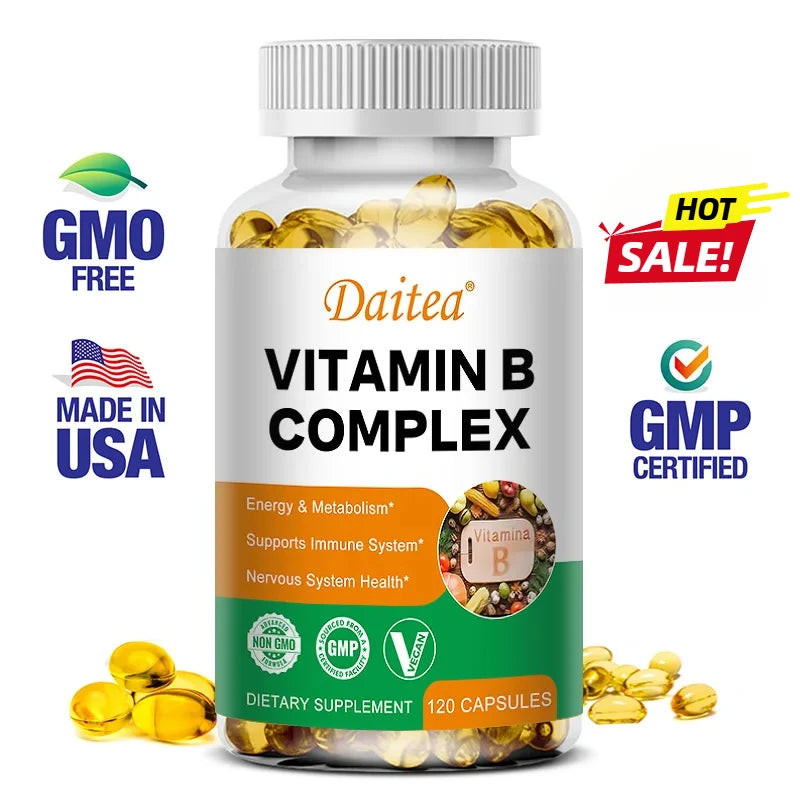 Organic Vitamin B Complex for Energy & Immune Support - 120 Capsules
