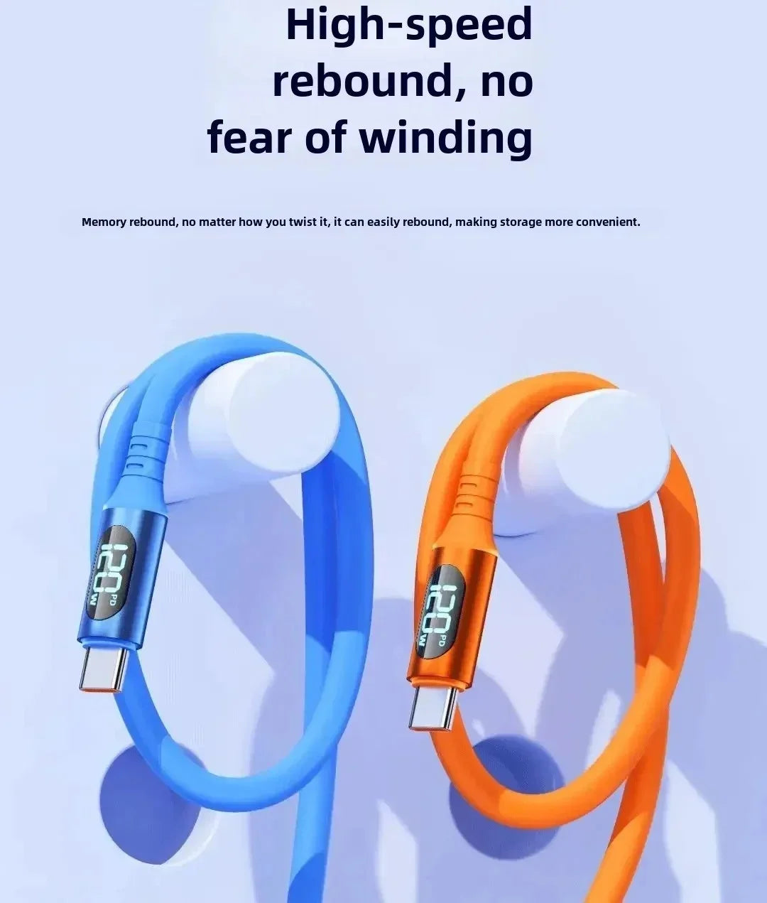 120W Fast Charging USB C Cable with Digital Display | Quick Charge Cord