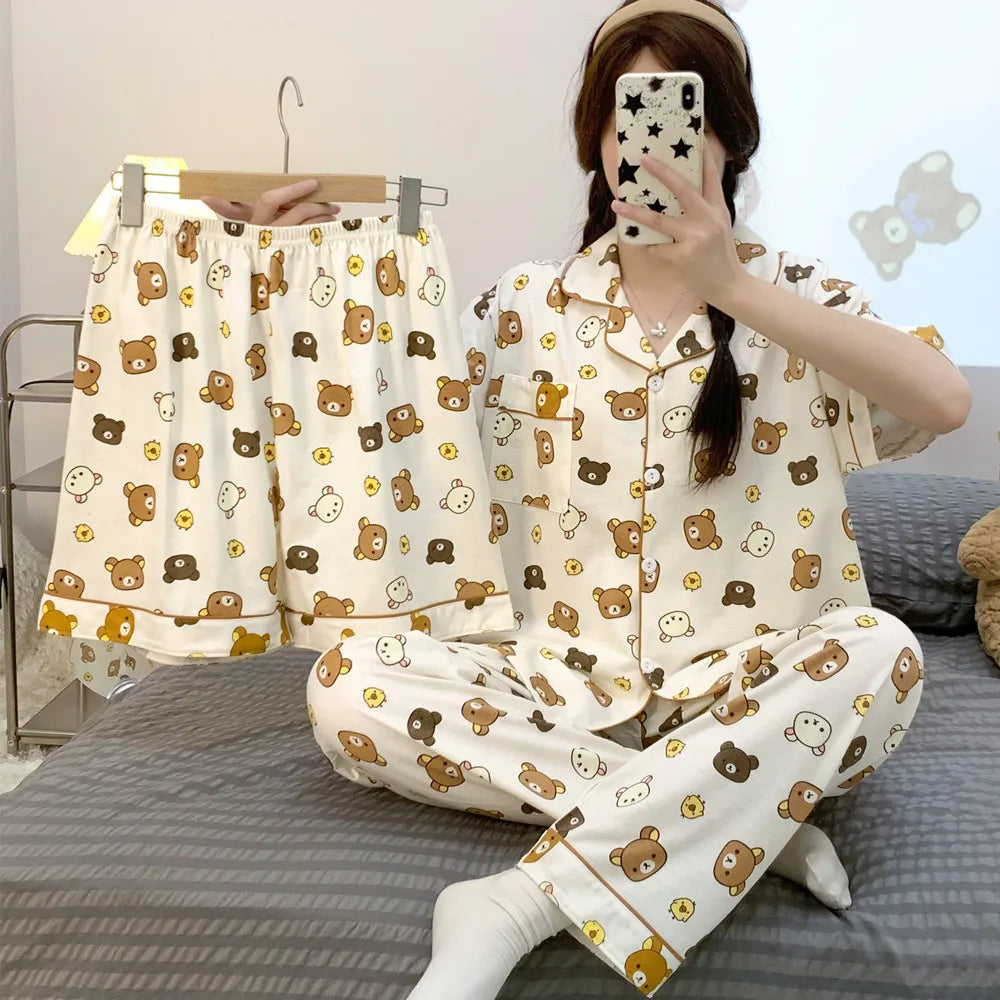Cute Cartoon Pajamas Set for Couples | Plus Size Flannel Homewear