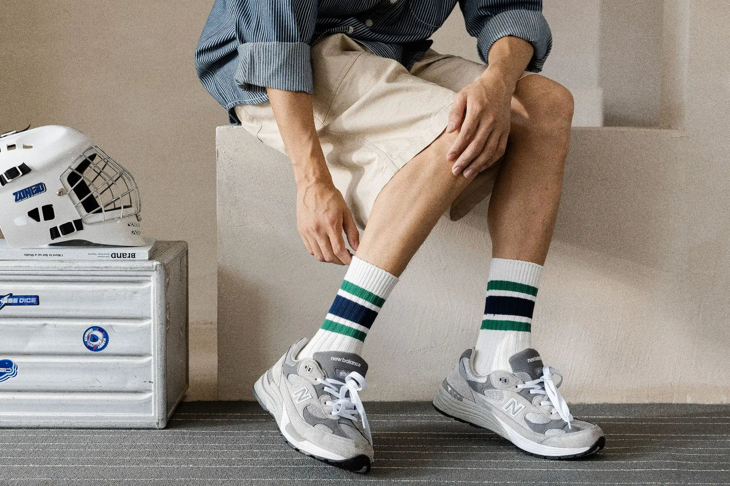 Men's Japanese Style Striped Crew Socks | Cozy Cotton Comfort