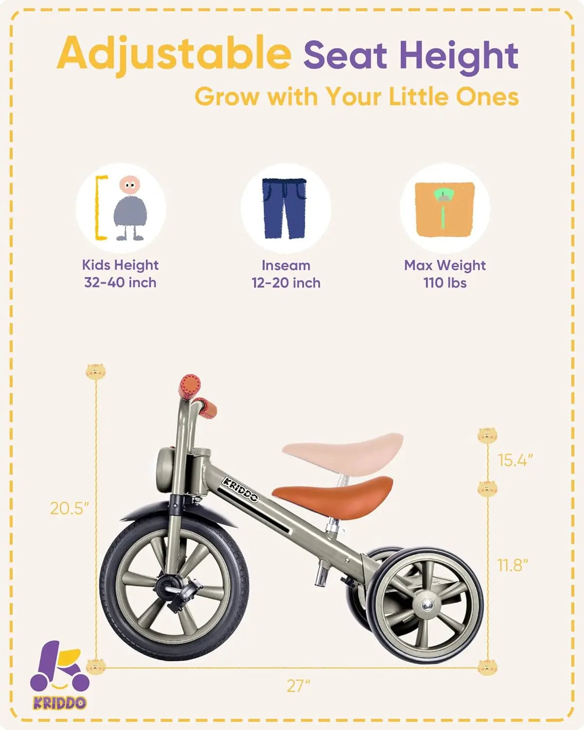 Kids Tricycles for Ages 2-5 | Safe and Fun Trike with Light