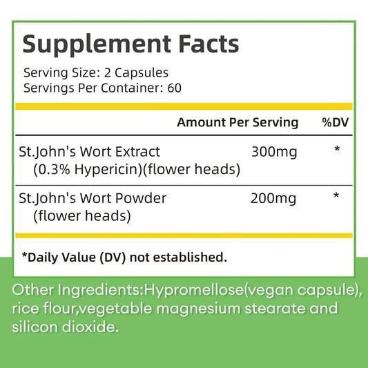 St. John's Wort Capsules | Boost Mood, Relieve Stress & Enhance Cognition