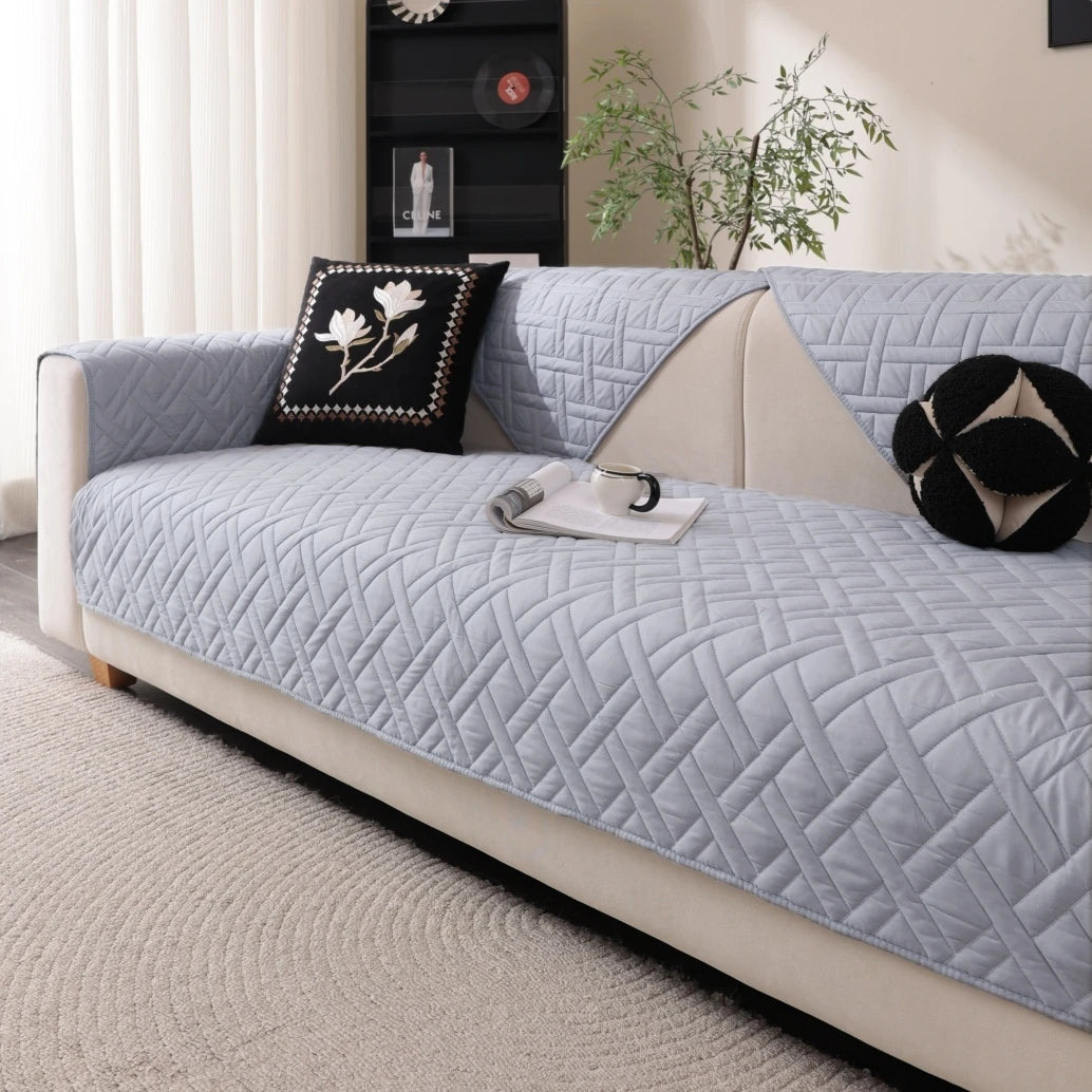 Geometric Quilted Non-Slip Sofa Cover | Universal Fit & All-Season