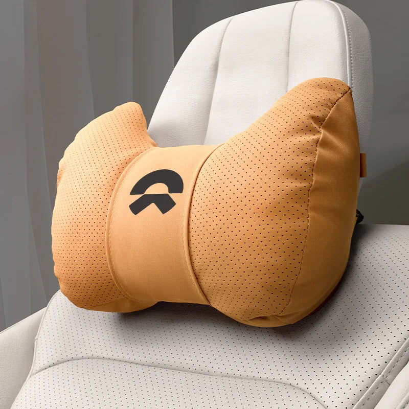 Premium Leather Car Neck Pillow | Ultimate Lumbar Support