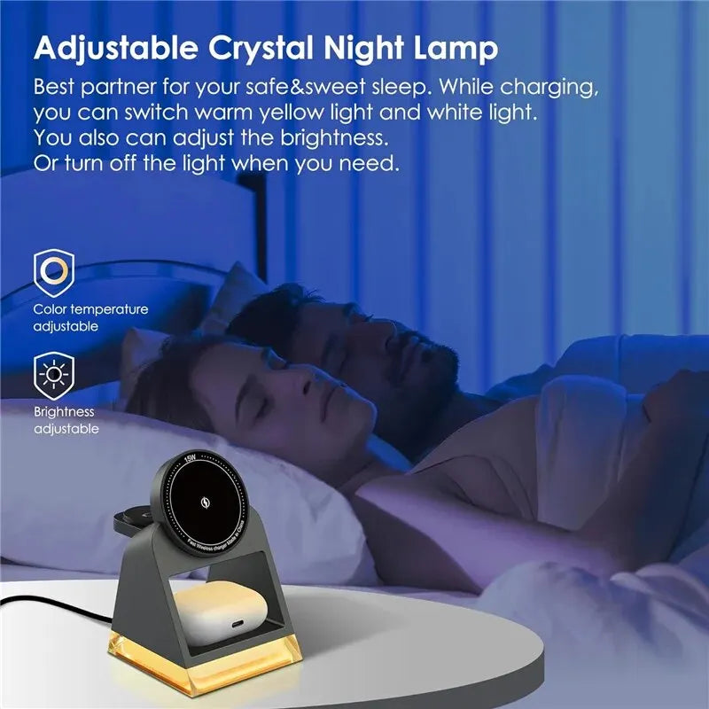 3 In 1 Magnetic Wireless Charger Stand with LED Light