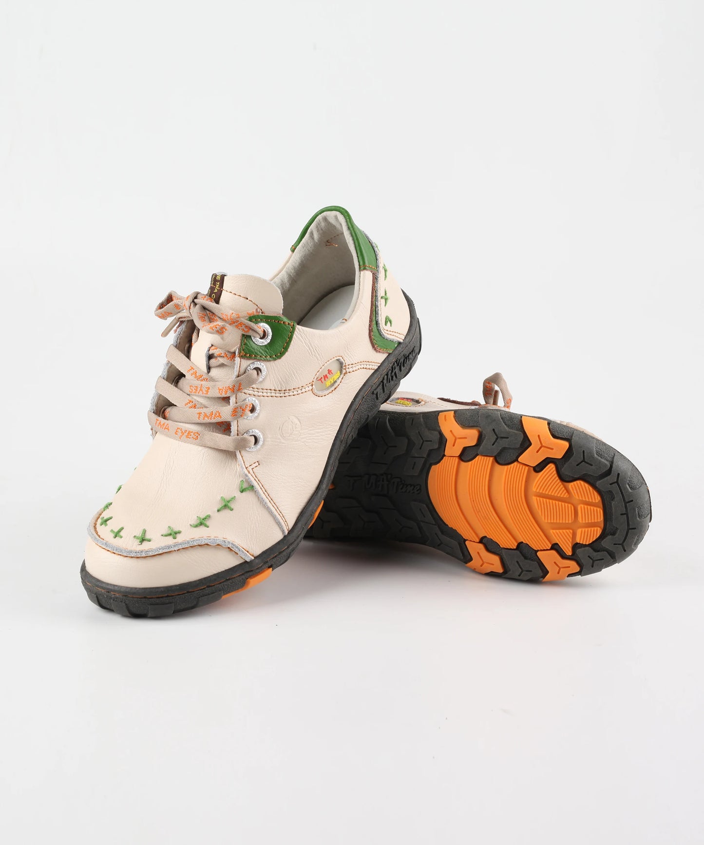 Stylish Hand-Stitched Color Block Leather Sneakers for Women