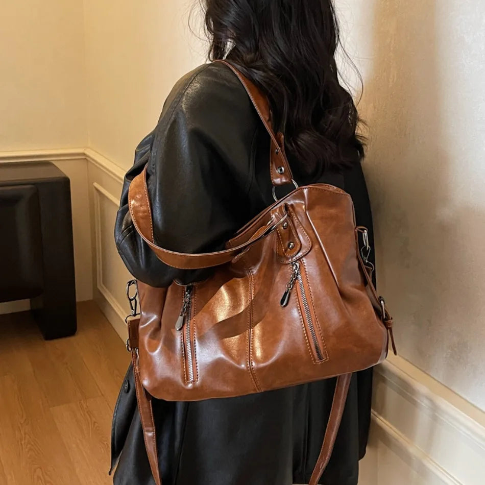 Large Capacity Shoulder Bag | Stylish PU Leather Tote for Women