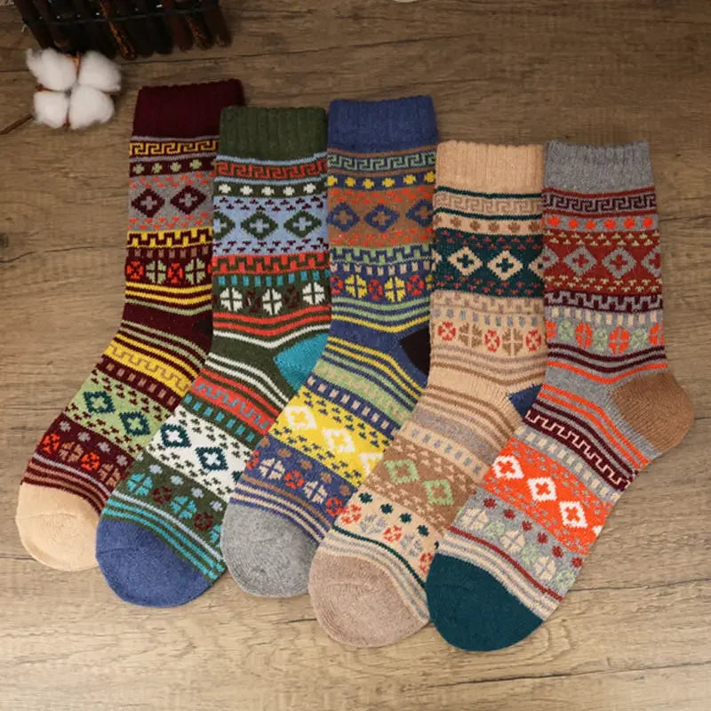 5 Pairs Cozy Winter Men's Socks | Warm & Stylish Designs