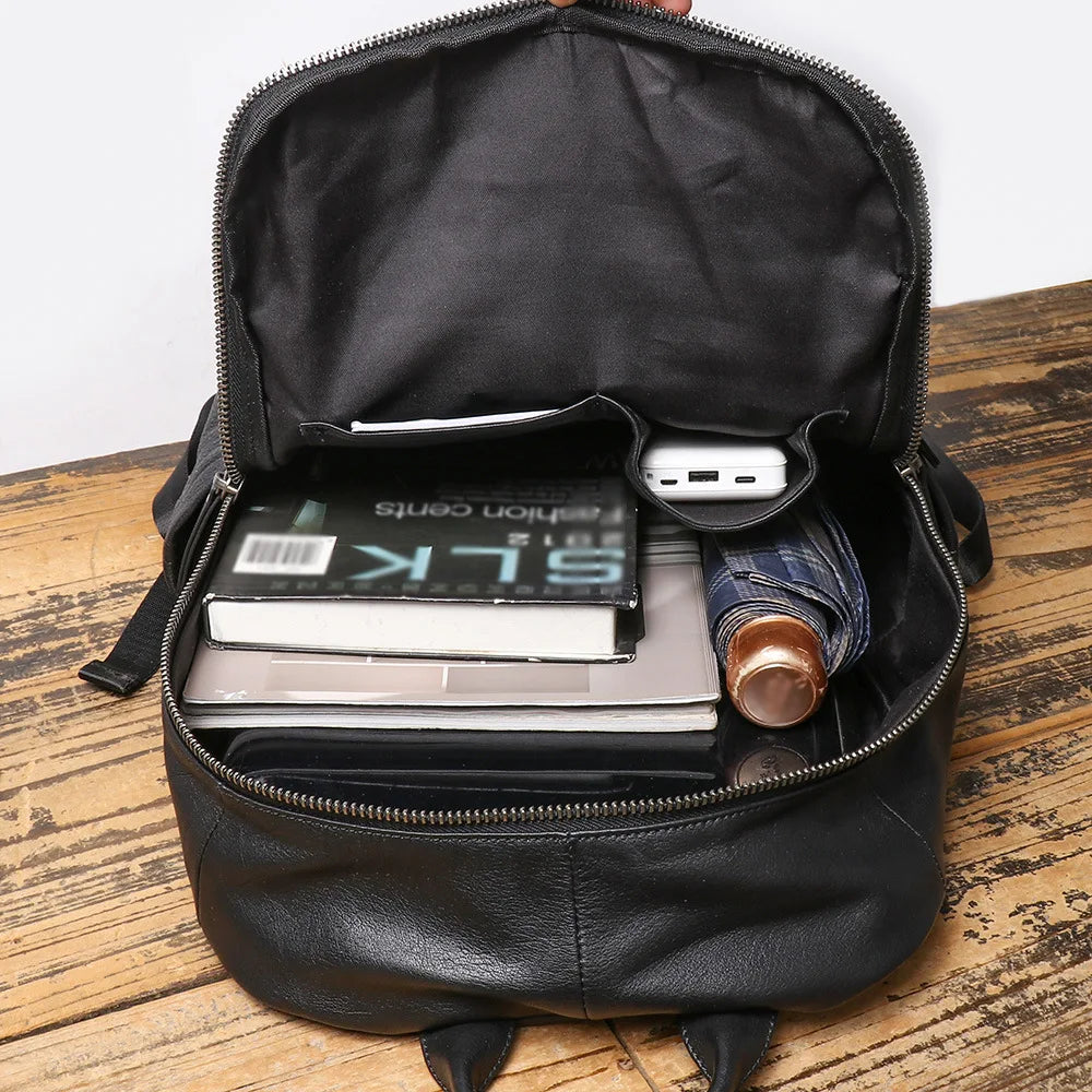 Men's Genuine Leather Double-Shoulder Backpack | Large Laptop Travel Bag